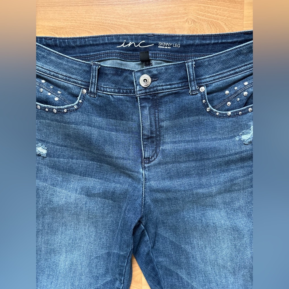 Women's Blue Studded Jeans - Picture 2 of 5